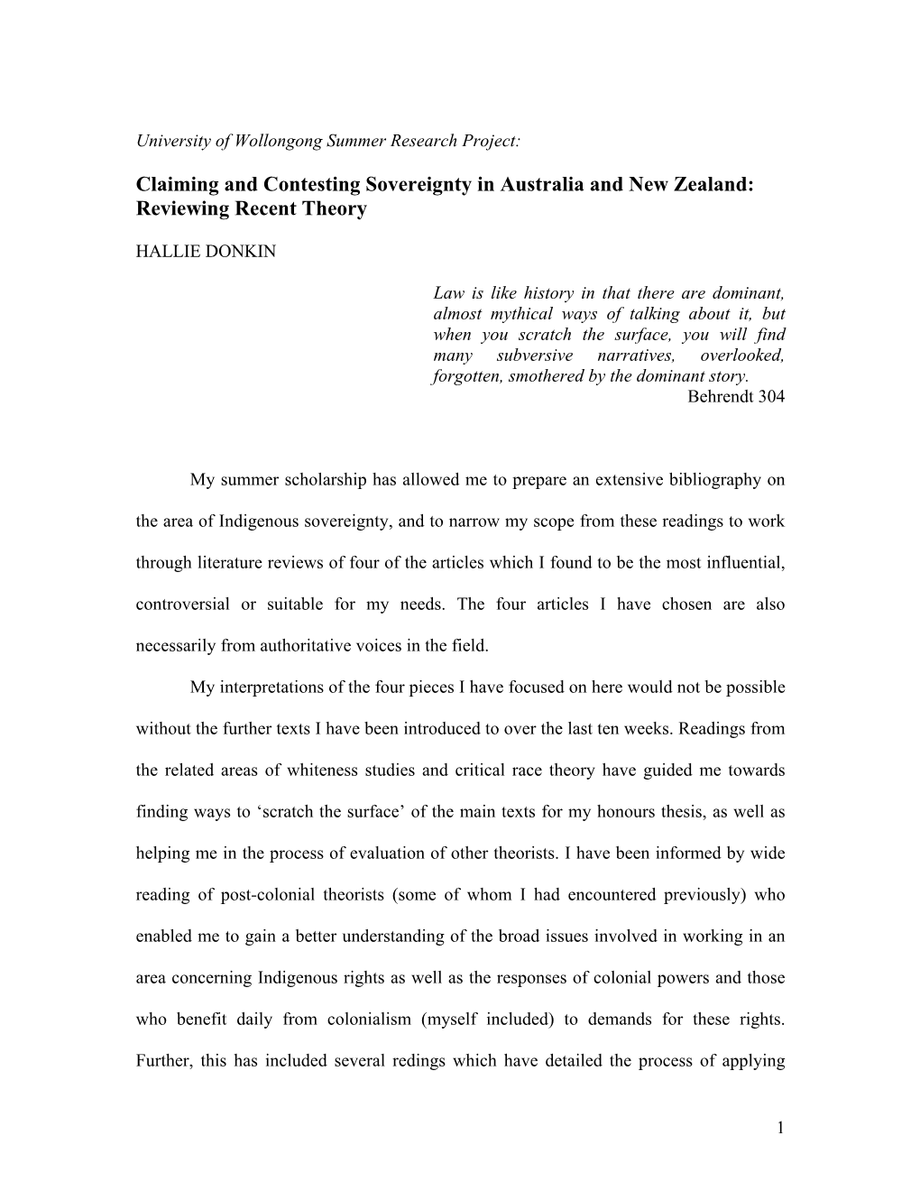 Claiming and Contesting Sovereignty in Australia and New Zealand: Reviewing Recent Theory