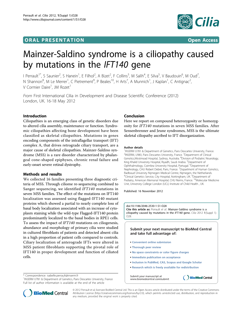 Mainzer-Saldino Syndrome Is a Ciliopathy Caused by Mutations In