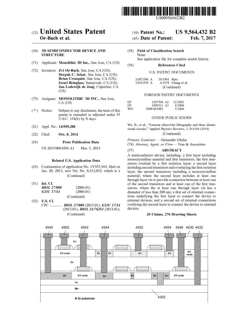 (12) United States Patent (10) Patent No.: US 9,564.432 B2 Or-Bach Et Al