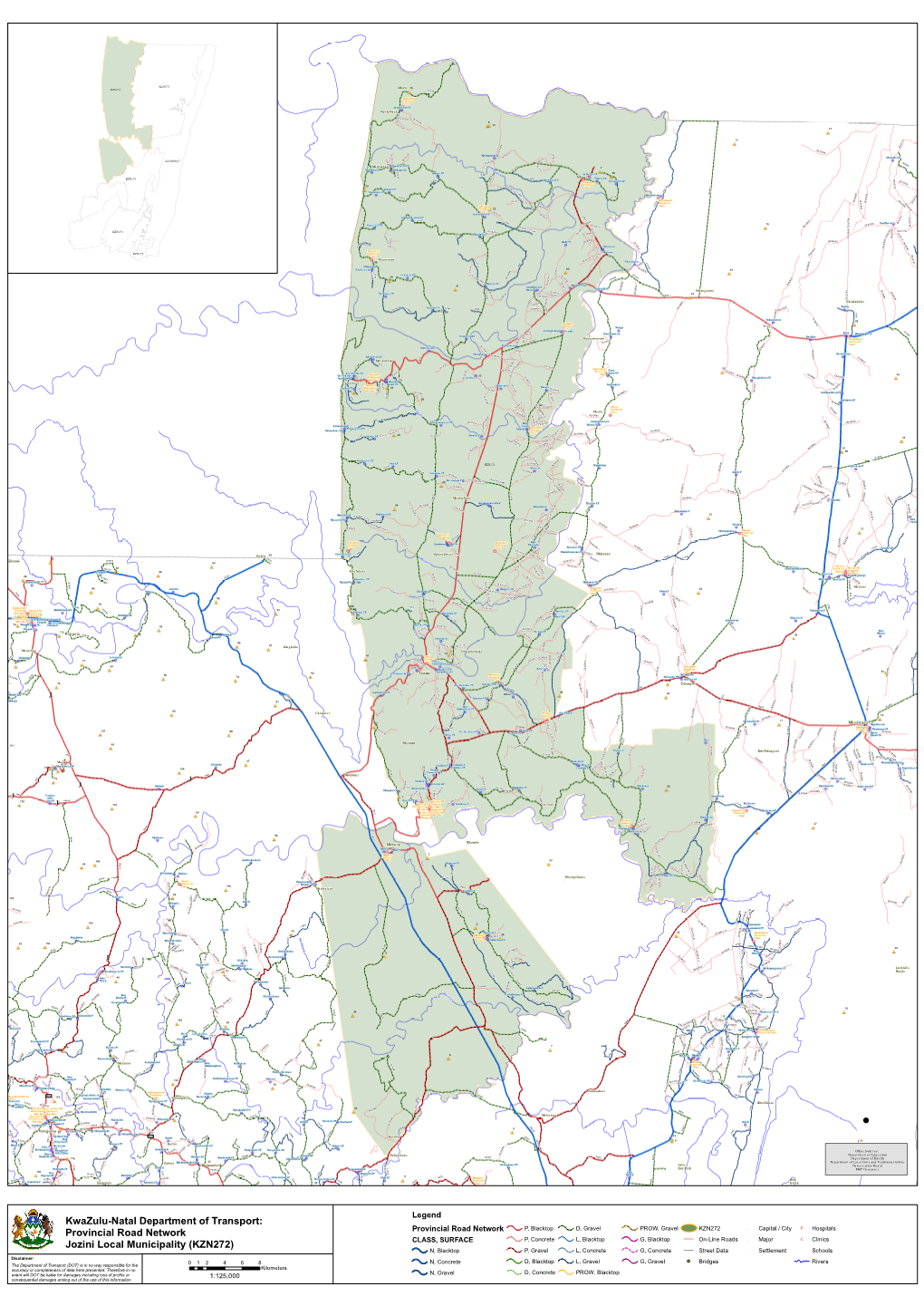 Provincial Road Network Jozini Local Municipality (KZN272)
