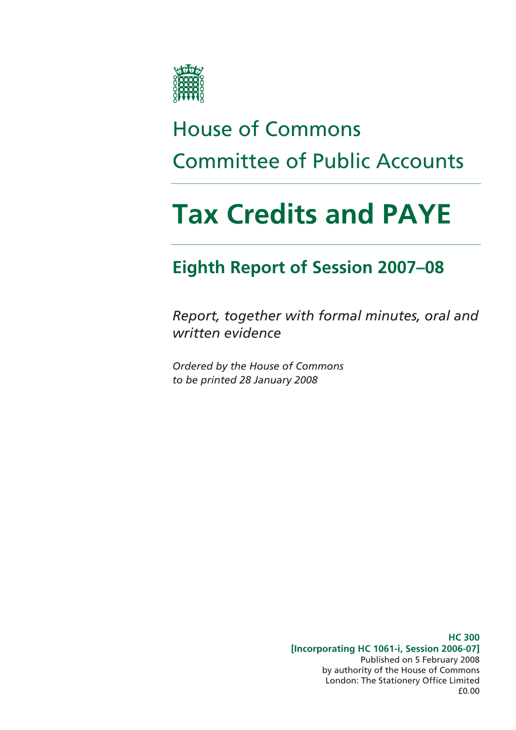 Tax Credits and PAYE