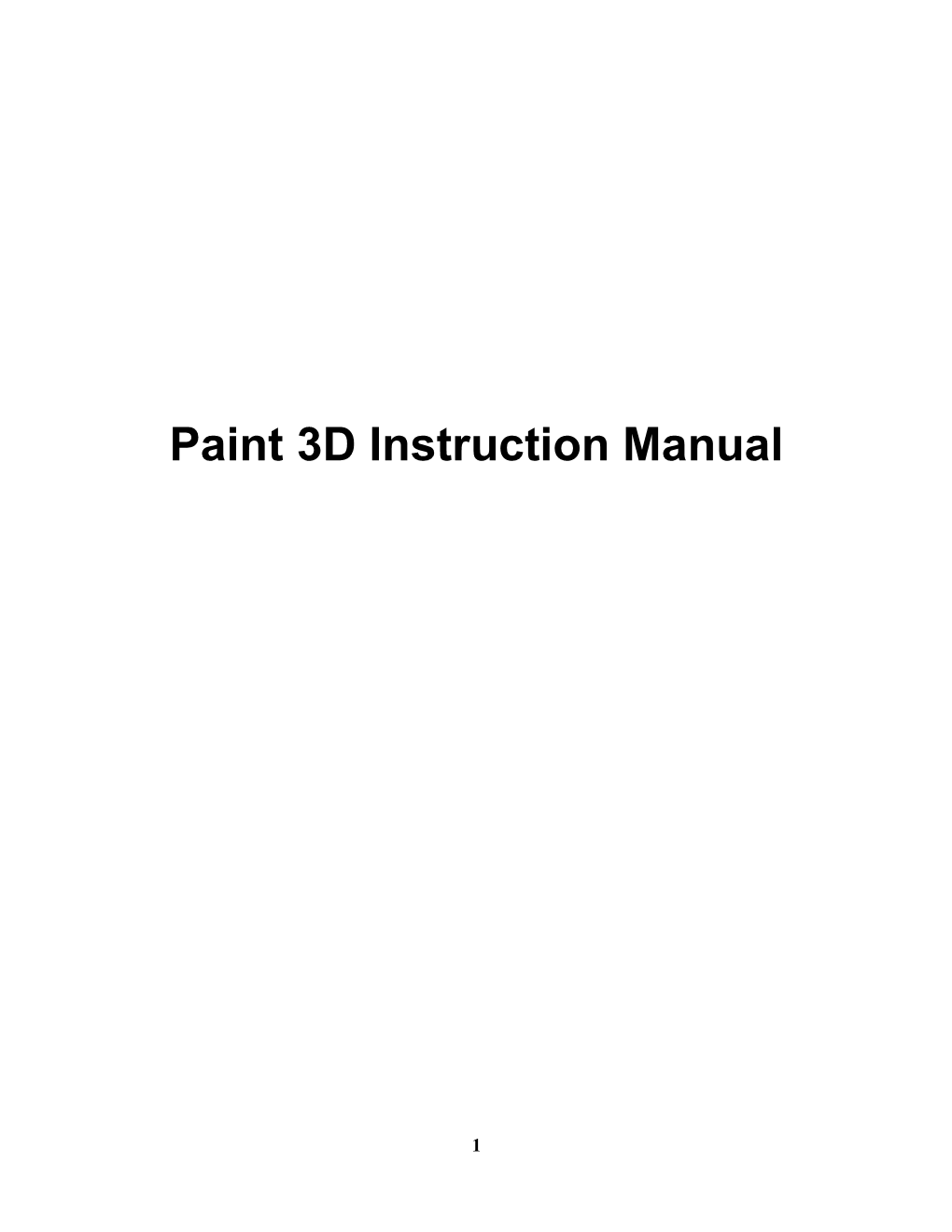 Paint 3D Instruction Manual