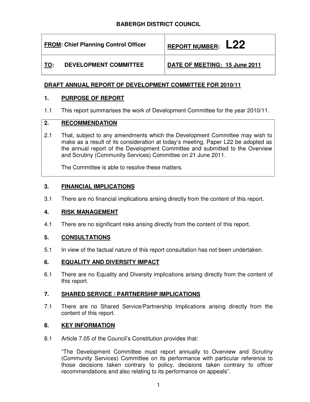 1 BABERGH DISTRICT COUNCIL FROM: Chief Planning Control