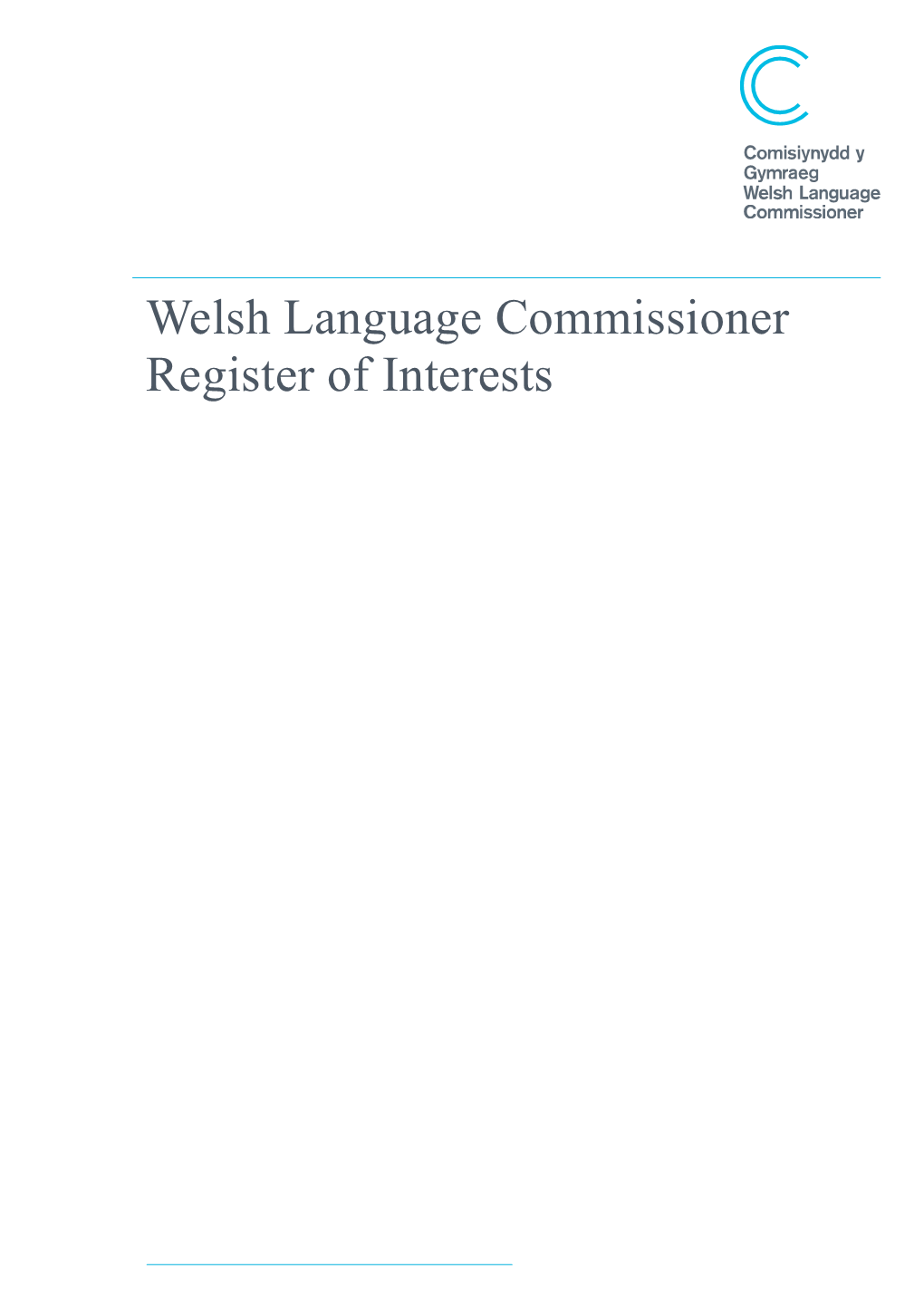 Welsh Language Commissioner Register of Interests