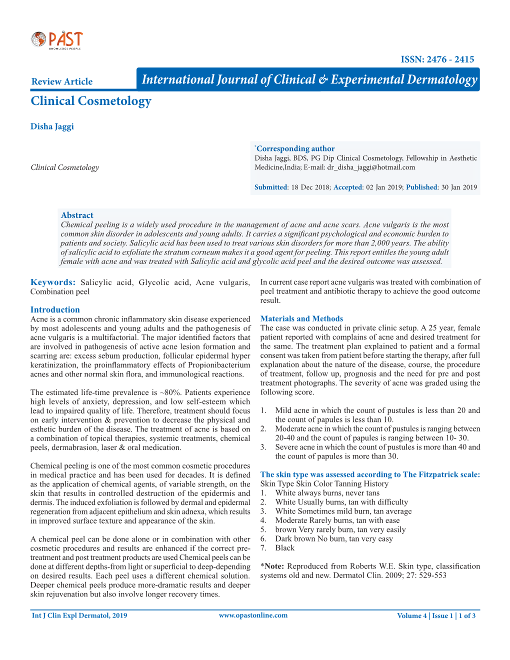 International Journal of Clinical & Experimental Dermatology