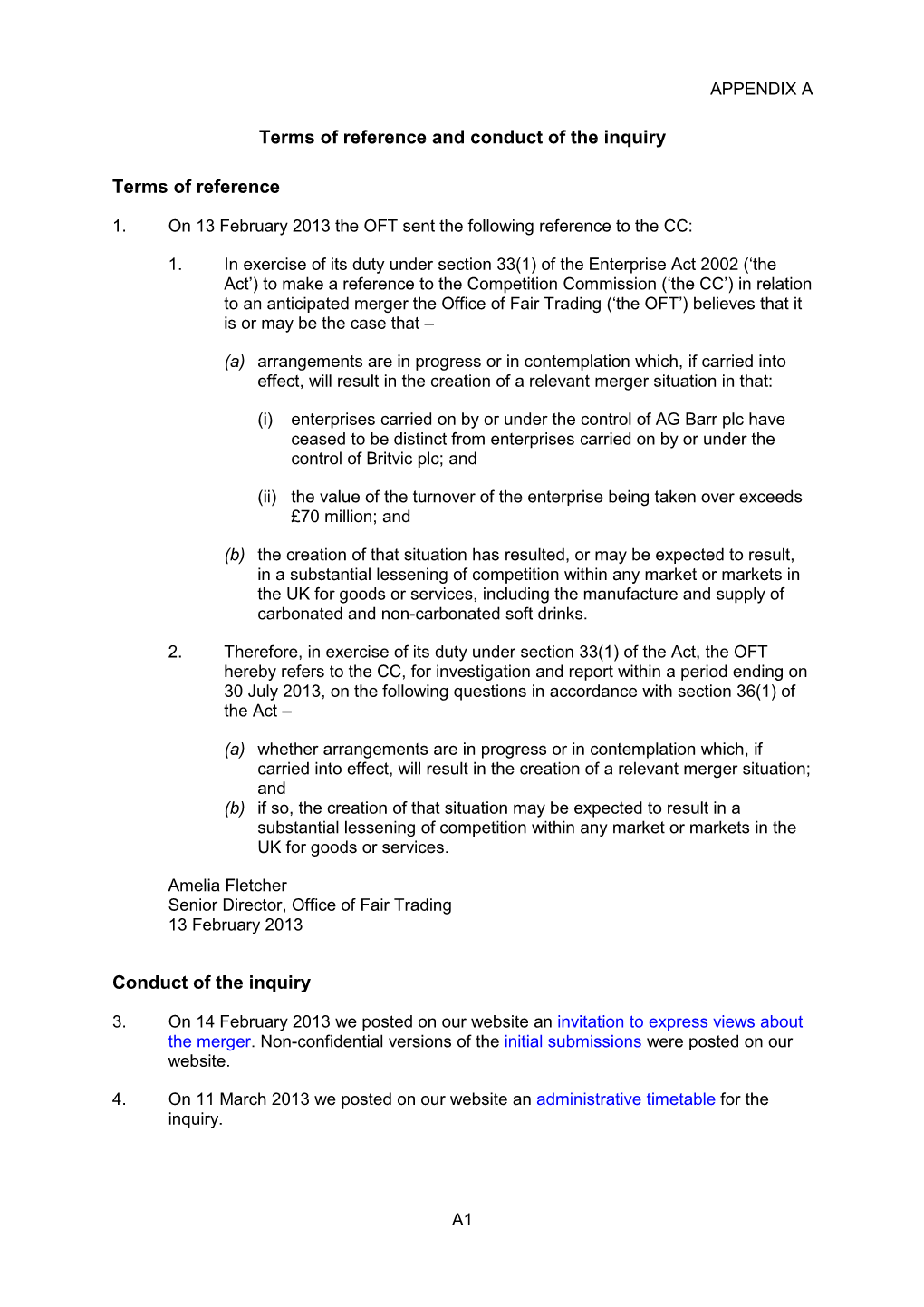 AG BARR/Britvic Merger Inquiry Final Report: Appendices and Glossary