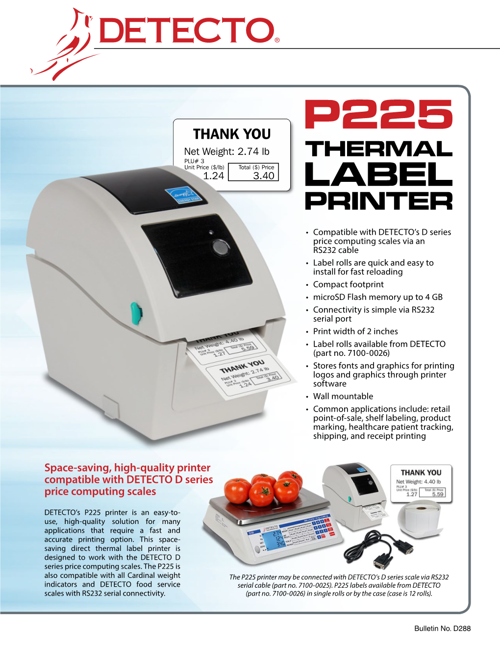 P225 Thermal Label Printer Brochure