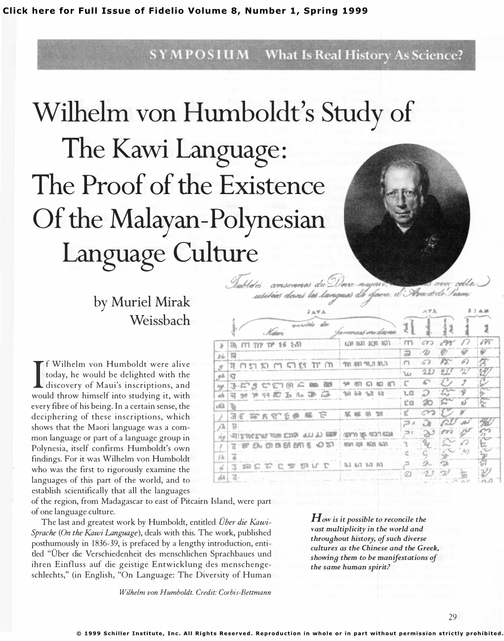 Wilhelm Von Humboldt's Study of the Kawi Language : the Proof of the Existence of the Malayan-Polynesian Language Culture