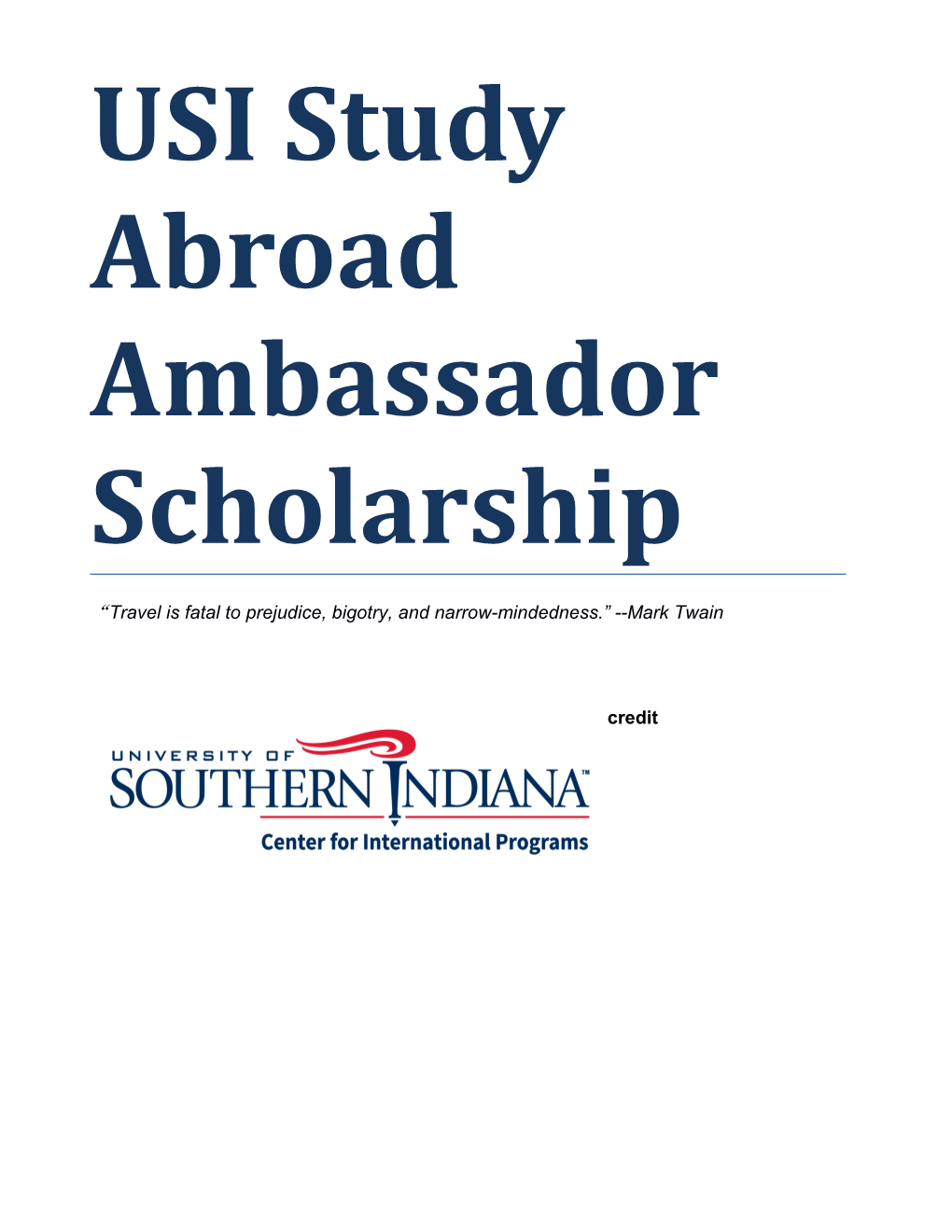 USI Study Abroad Ambassador Scholarship