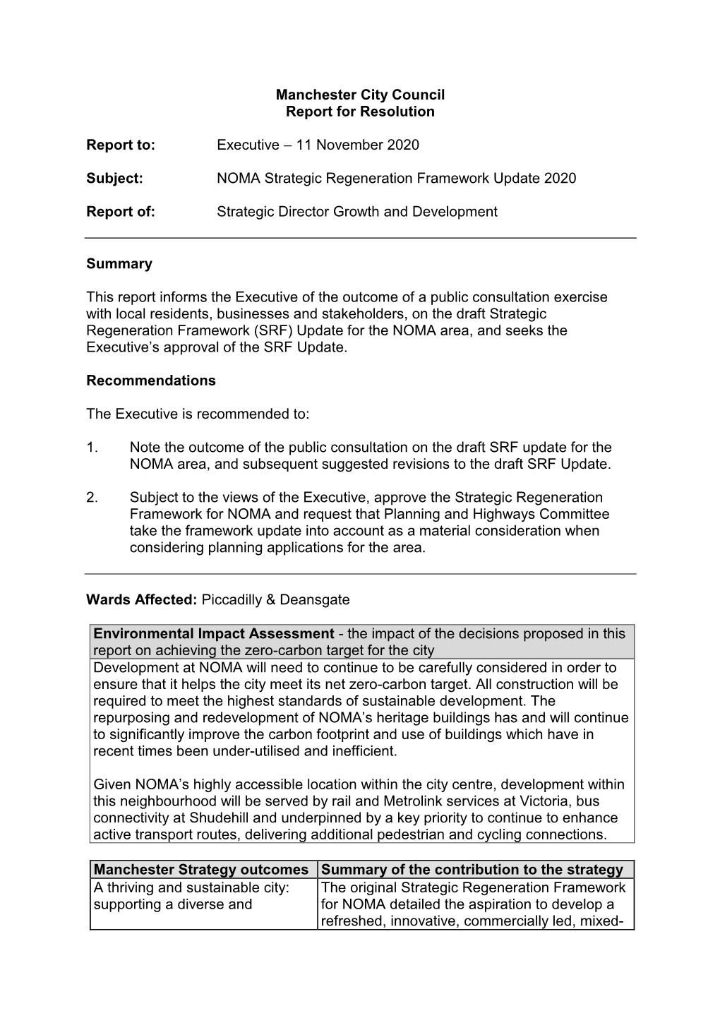 NOMA Strategic Regeneration Framework Update 2020