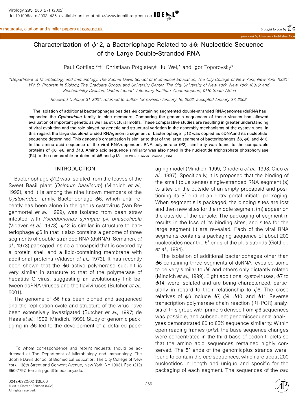 Nucleotide Sequence of the Large Double-Stranded RNA