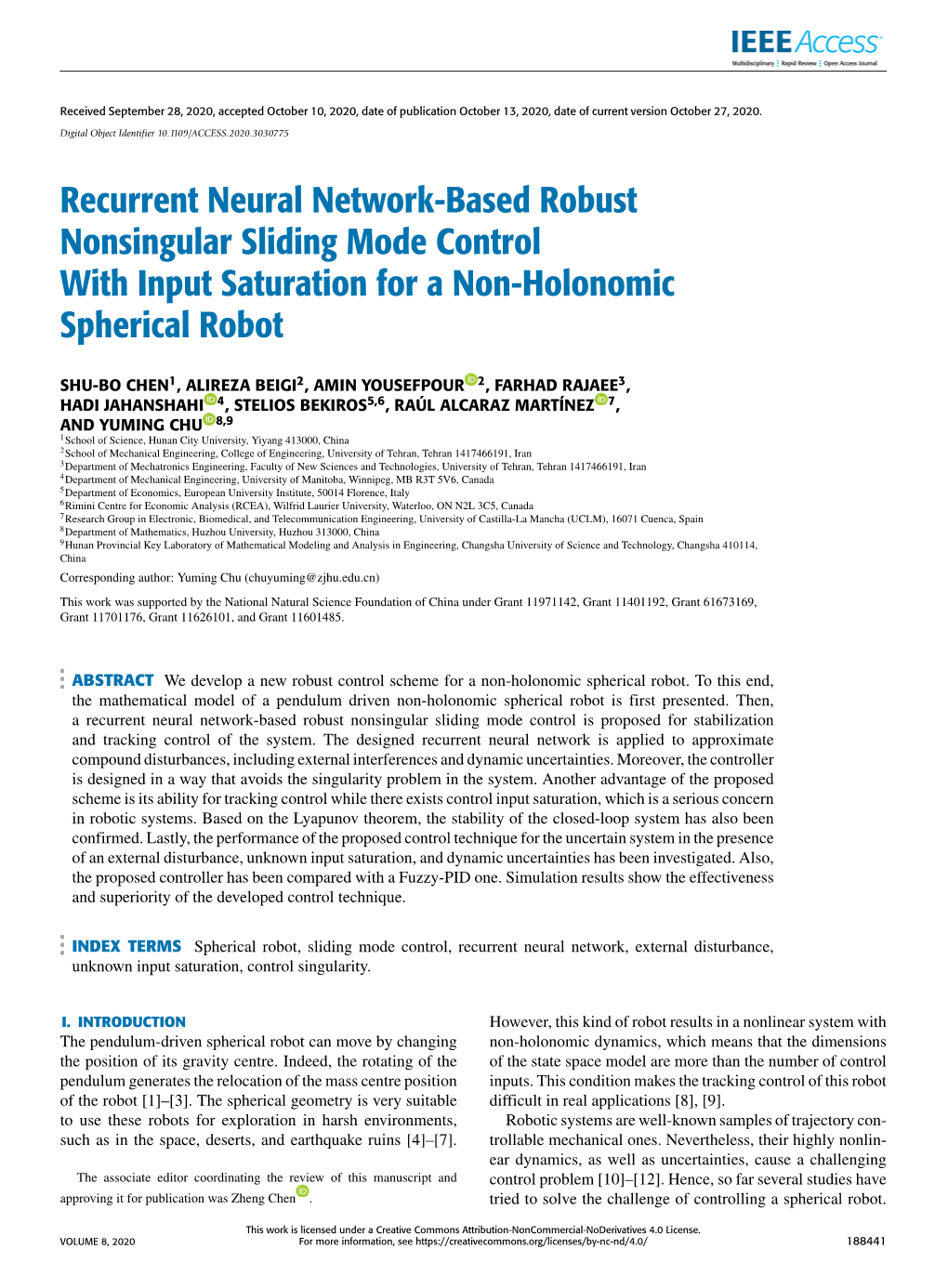 Recurrent Neural Network-Based Robust Nonsingular Sliding Mode Control with Input Saturation for a Non-Holonomic Spherical Robot