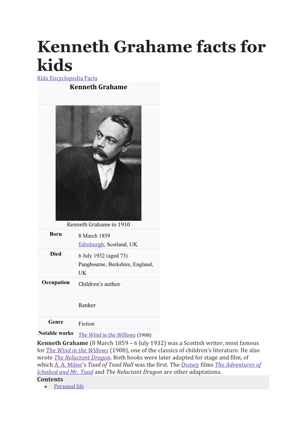 Kenneth Grahame Facts for Kids Kids Encyclopedia Facts Kenneth Grahame