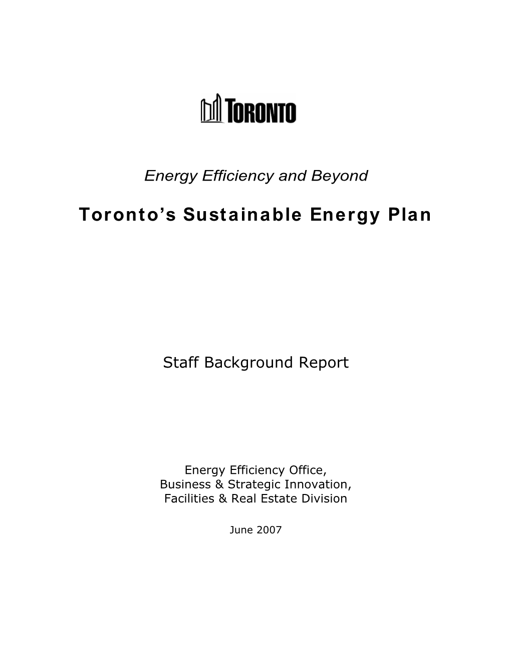 Toronto's Sustainable Energy Plan