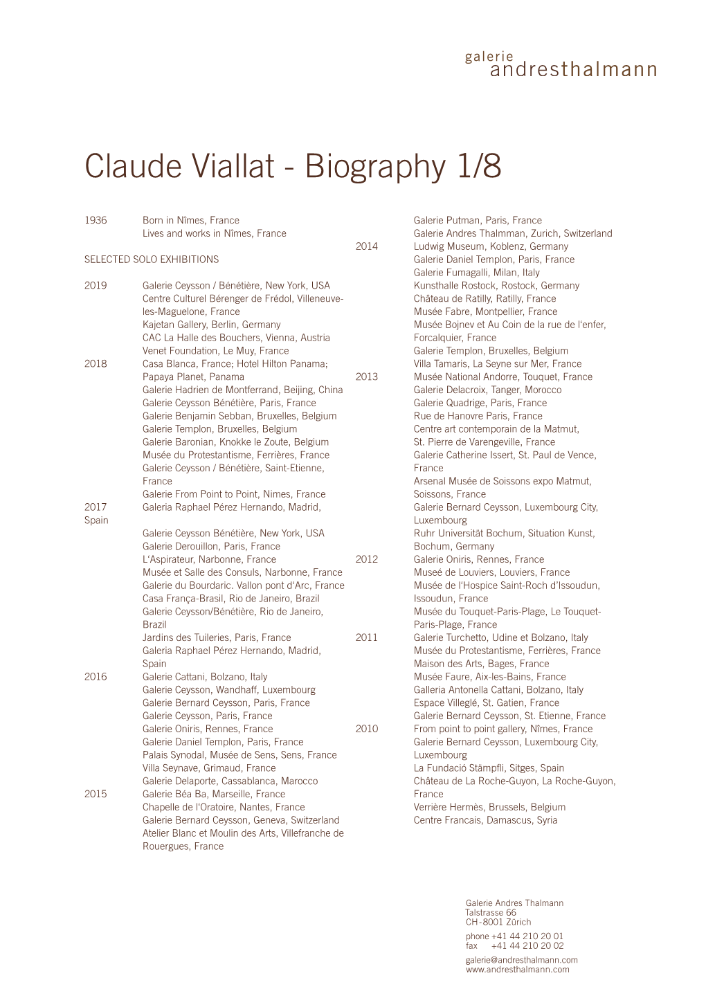 Claude Viallat - Biography 1/8