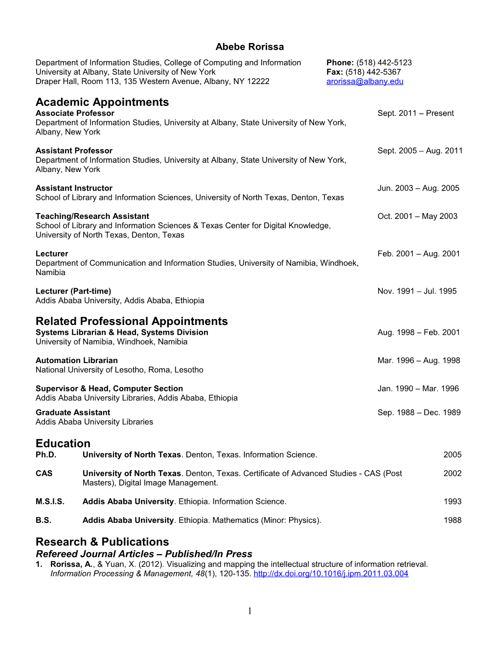 Refereed Journal Articles Published/In Press