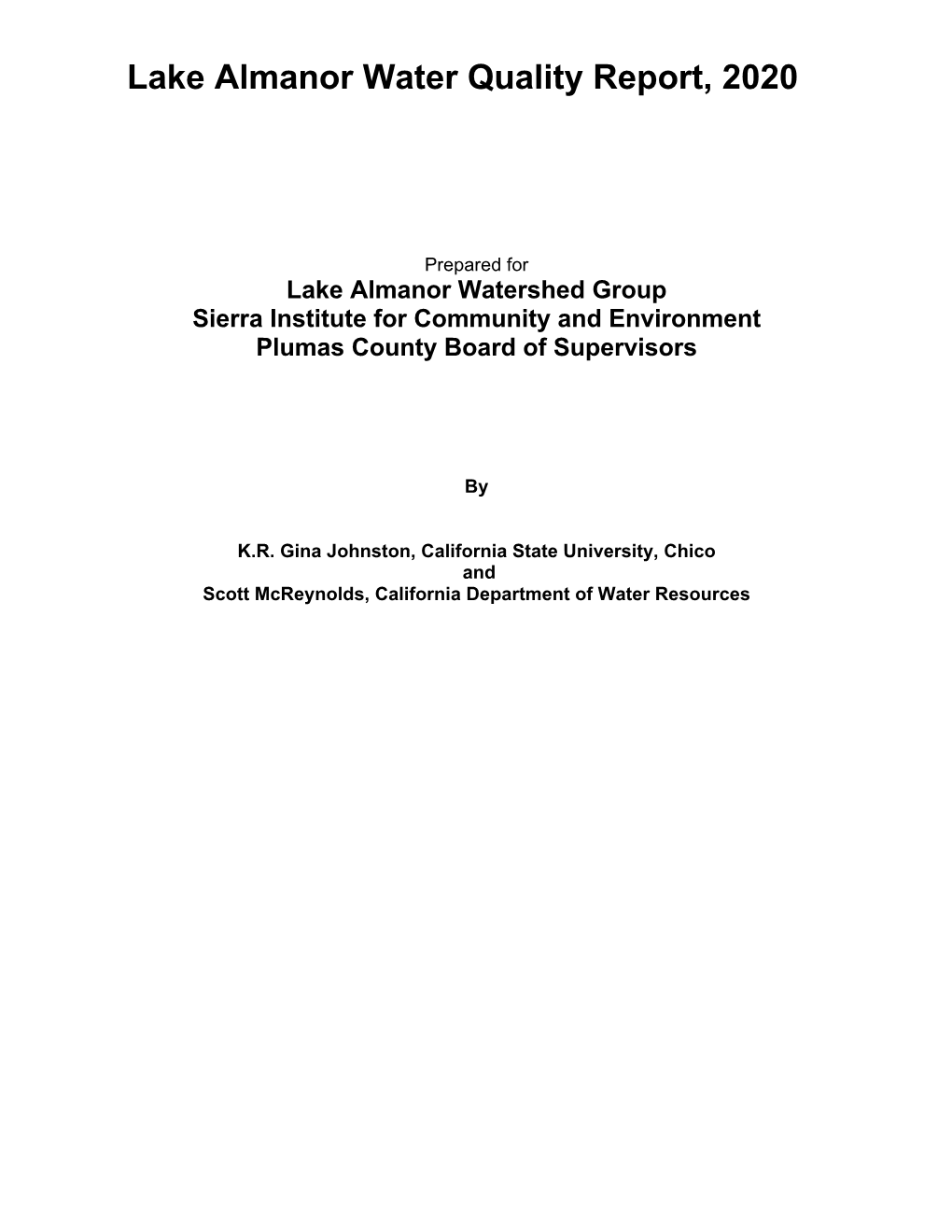 2020 Lake Almanor Water Quality Report