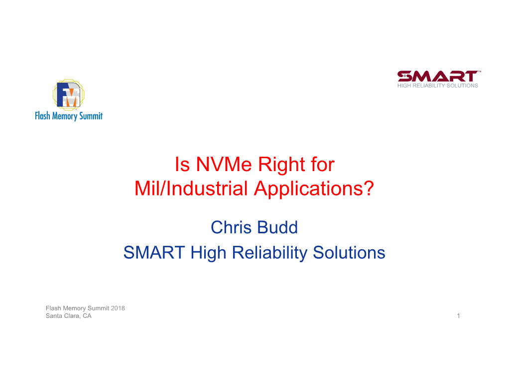 Is Nvme Right for Mil/Industrial Applications?