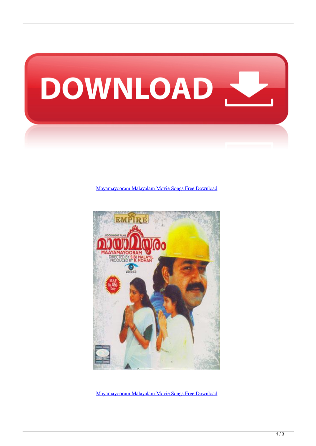 Mayamayooram Malayalam Movie Songs Free Download