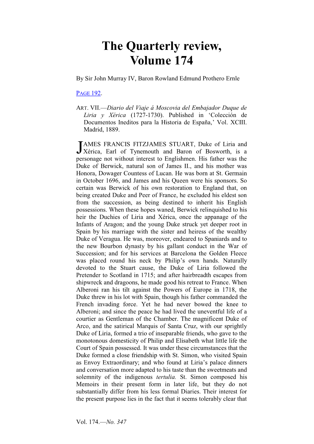 Diario Del Viaje Á Moscovia Del Embajador Duque De Liria Y Xérica (1727-1730)