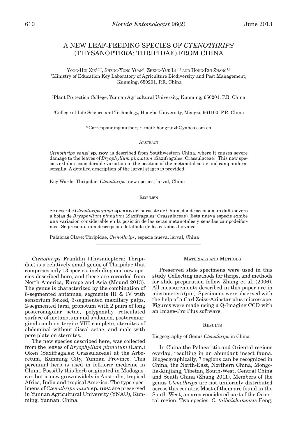 A New Leaf-Feeding Species of Ctenothrips (Thysanoptera: Thripidae) from China