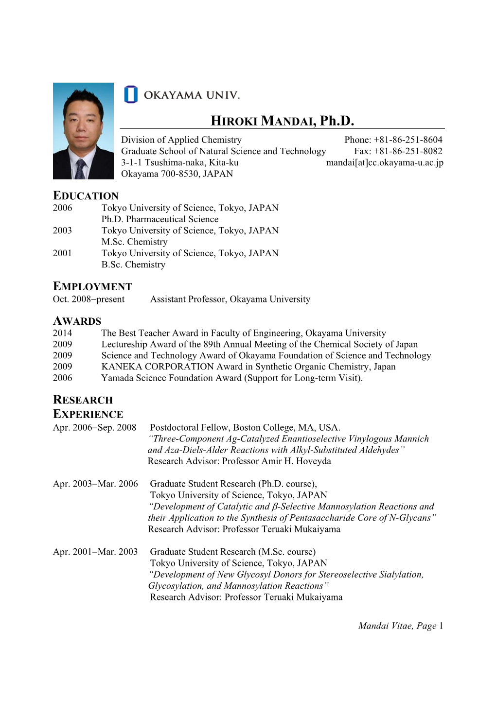 HIROKI MANDAI, Ph.D