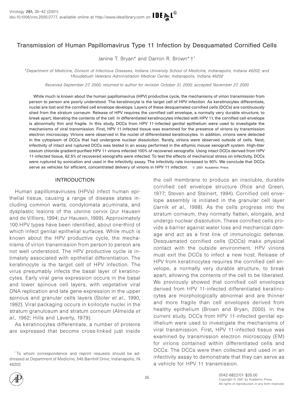 Transmission of Human Papillomavirus Type 11 Infection by Desquamated Cornified Cells