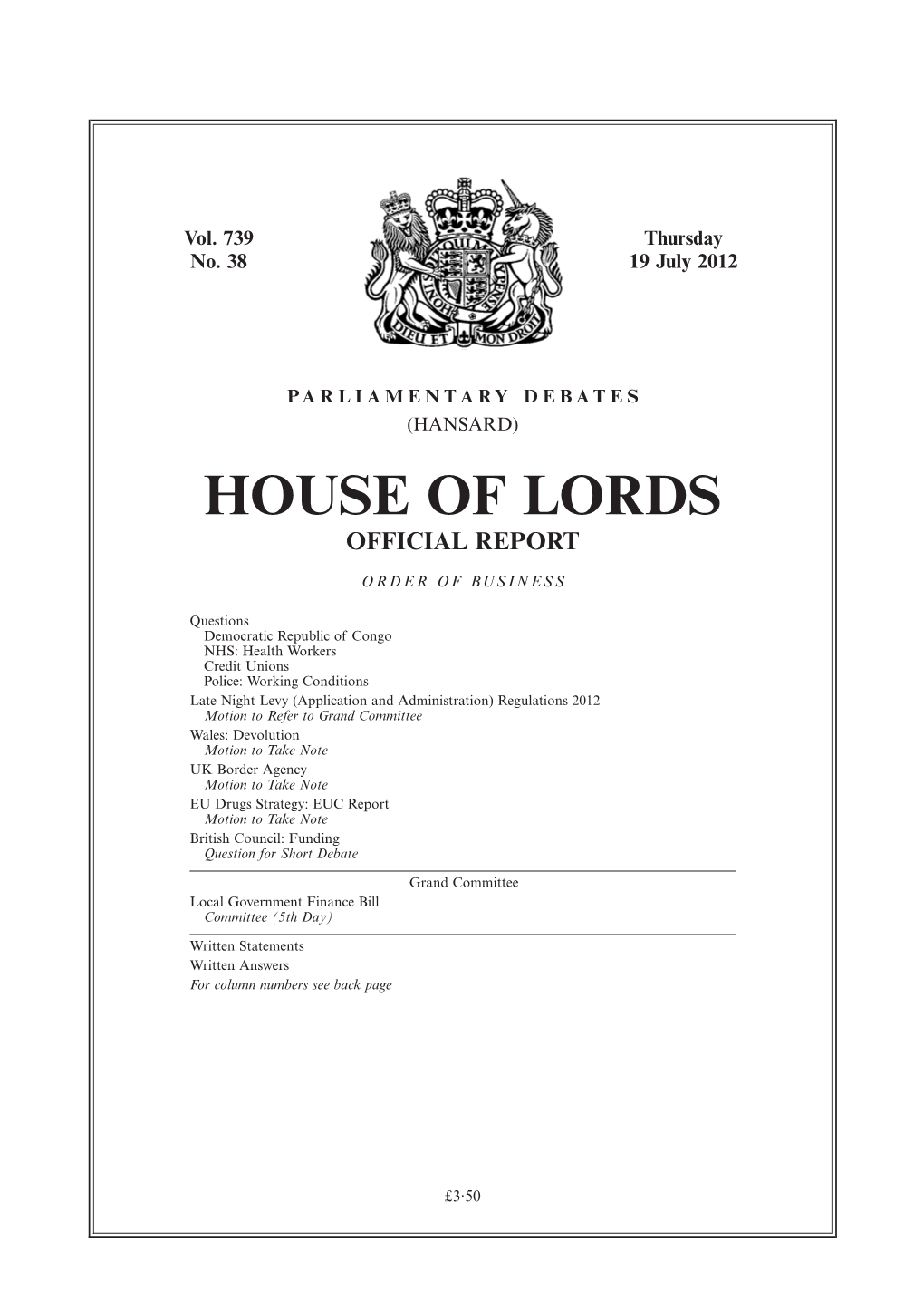 House of Lords Official Report