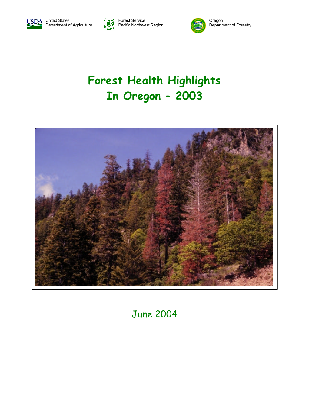 Forest Health Highlights in Oregon – 2003