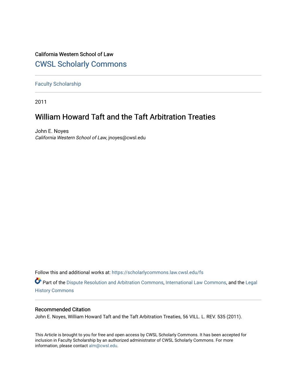 William Howard Taft and the Taft Arbitration Treaties