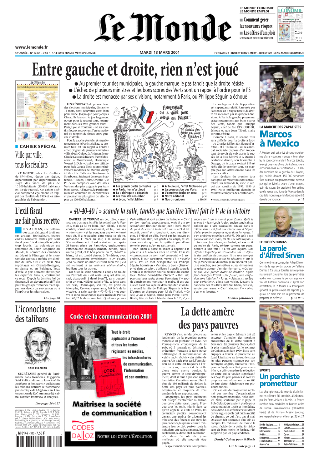 LE MONDE/PAGES&lt;UNE&gt;