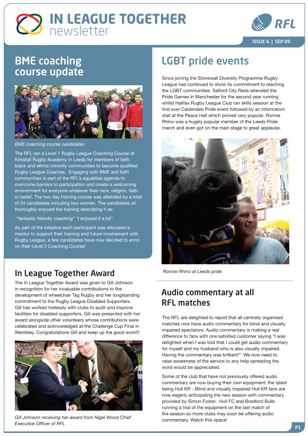 In League Together Newsletter Issue 6 | Sep 09