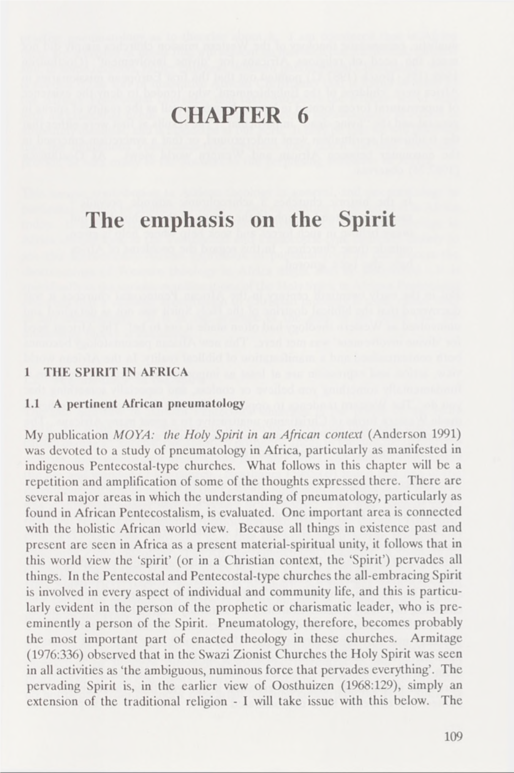 CHAPTER 6 the Emphasis on the Spirit