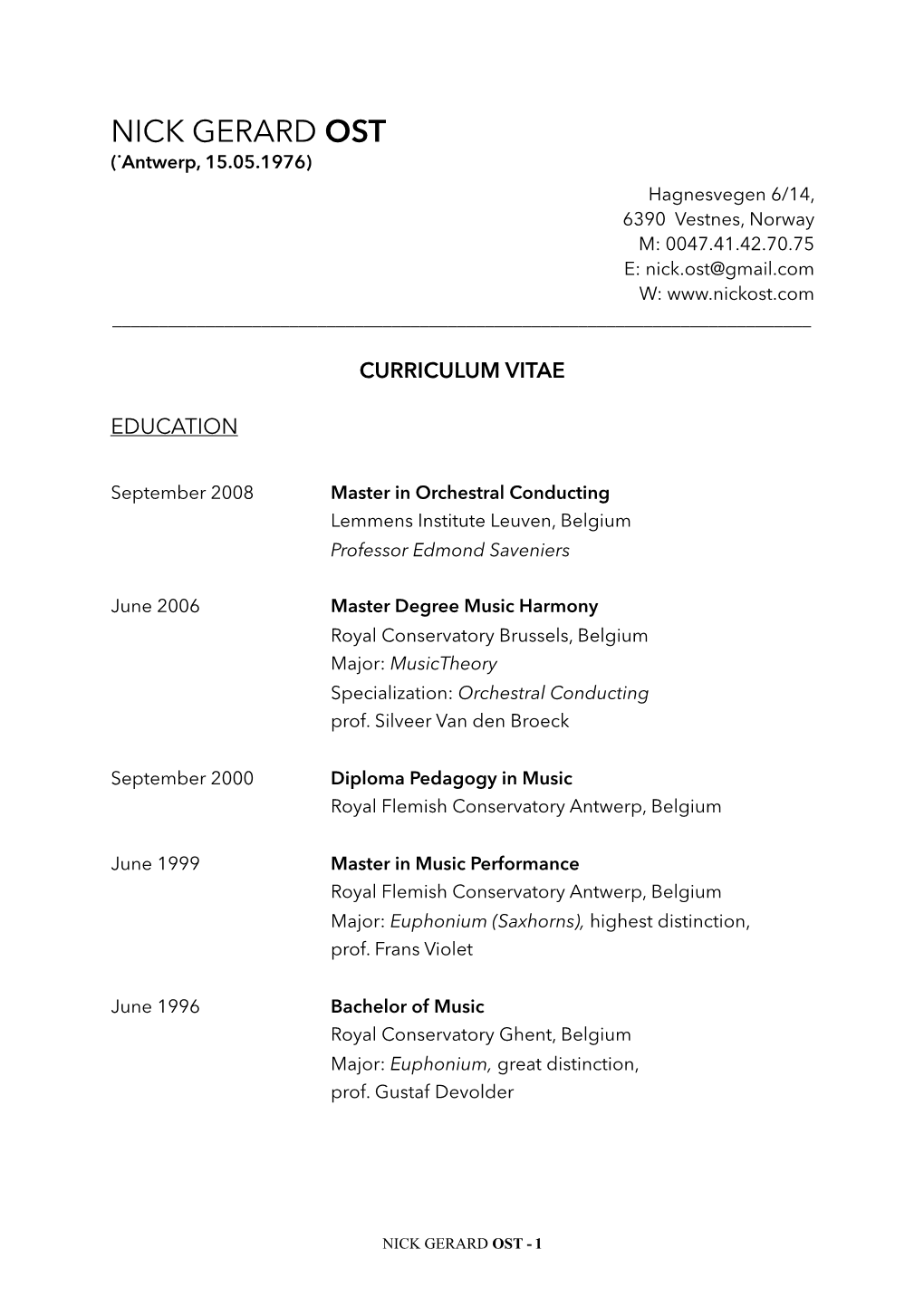 CURRICULUM VITAE Nick Ost English.Pages