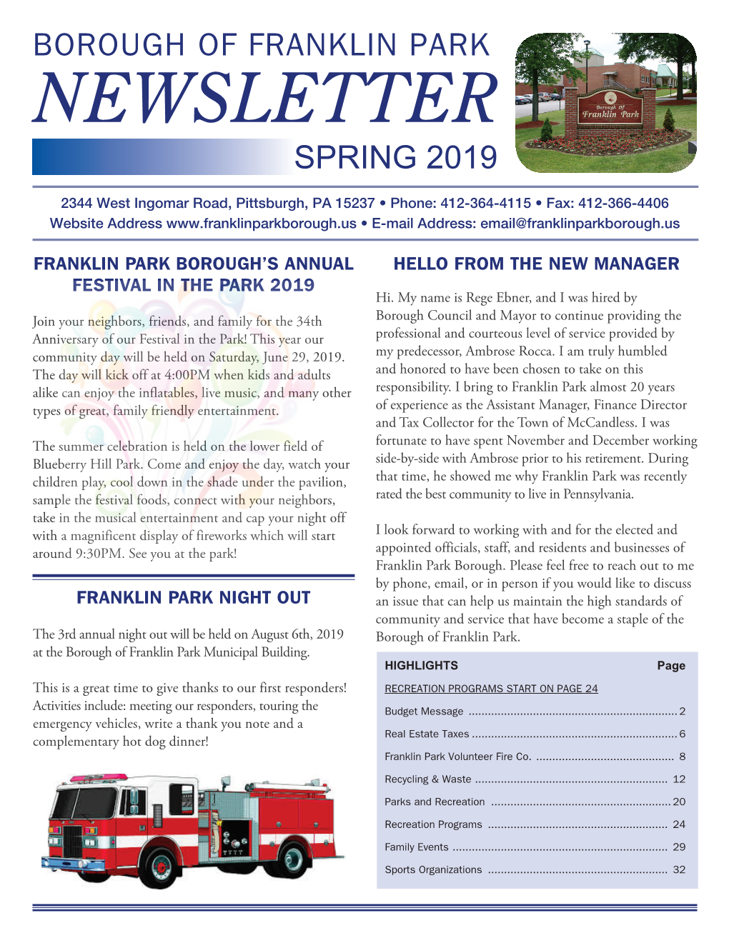 Spring 2019 Newsletter