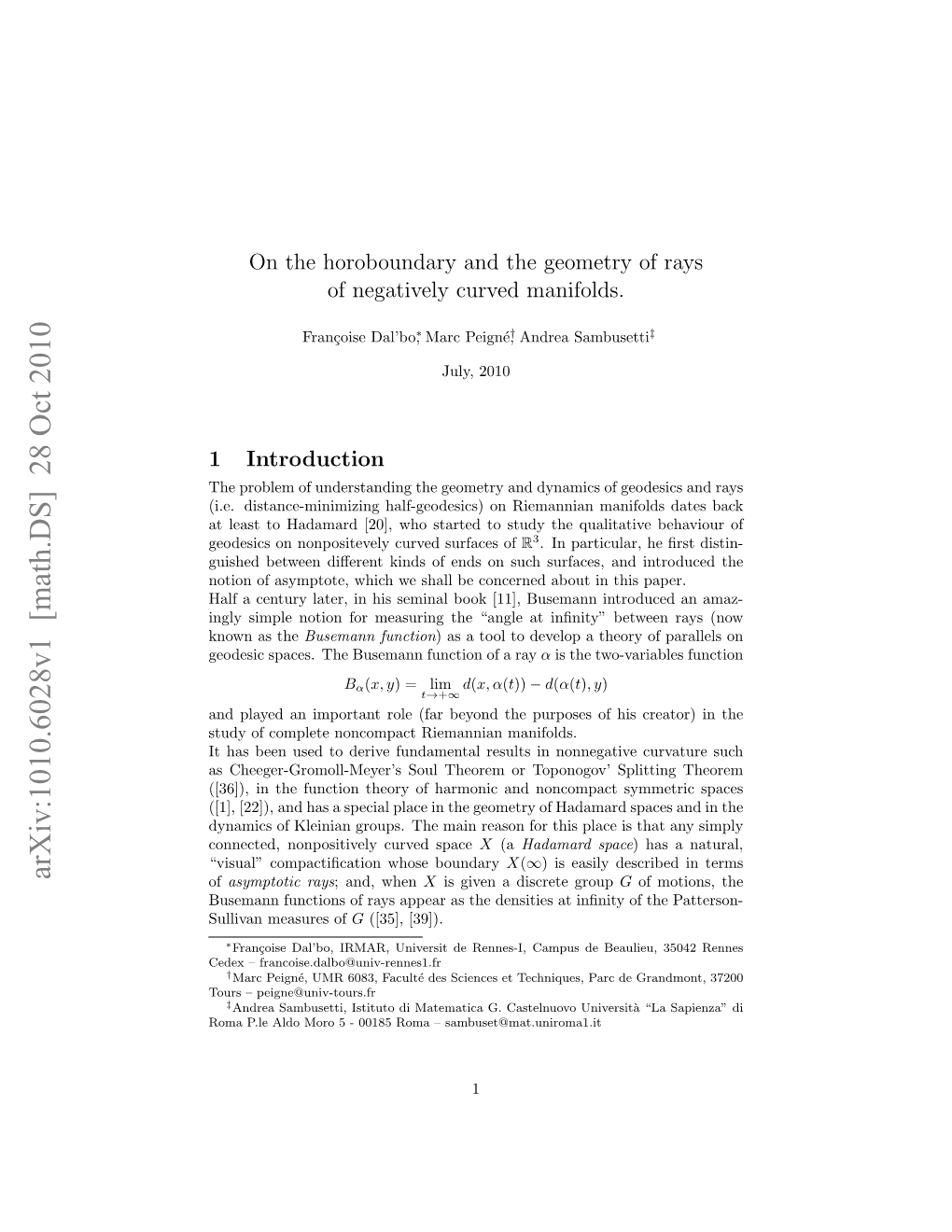 On the Horoboundary and the Geometry of Rays of Negatively Curved Manifolds