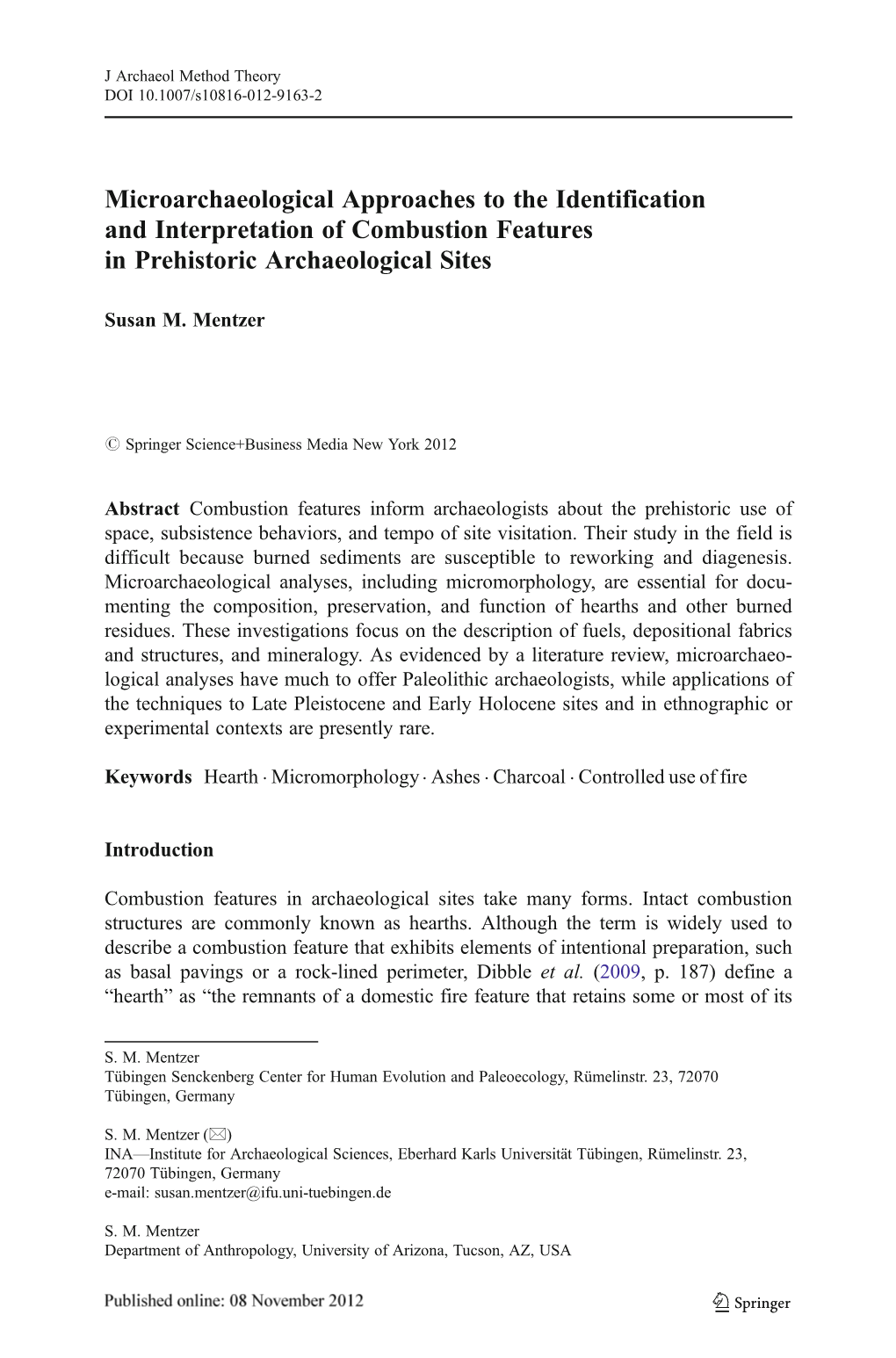 Microarchaeological Approaches to the Identification and Interpretation of Combustion Features in Prehistoric Archaeological Sites
