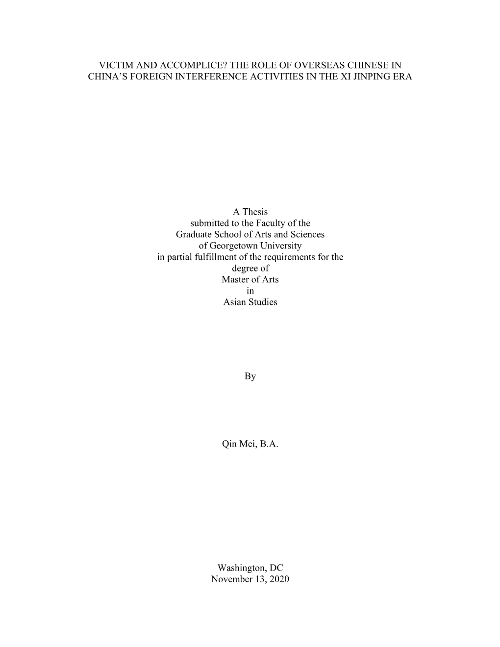 The Role of Overseas Chinese in China’S Foreign Interference Activities in the Xi Jinping Era