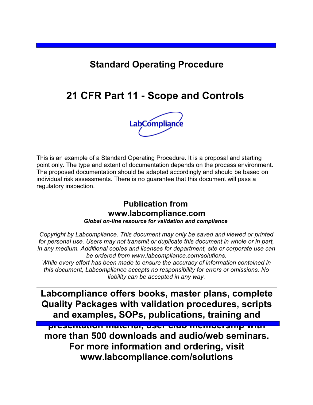 21 CFR Part 11 - Scope and Controls