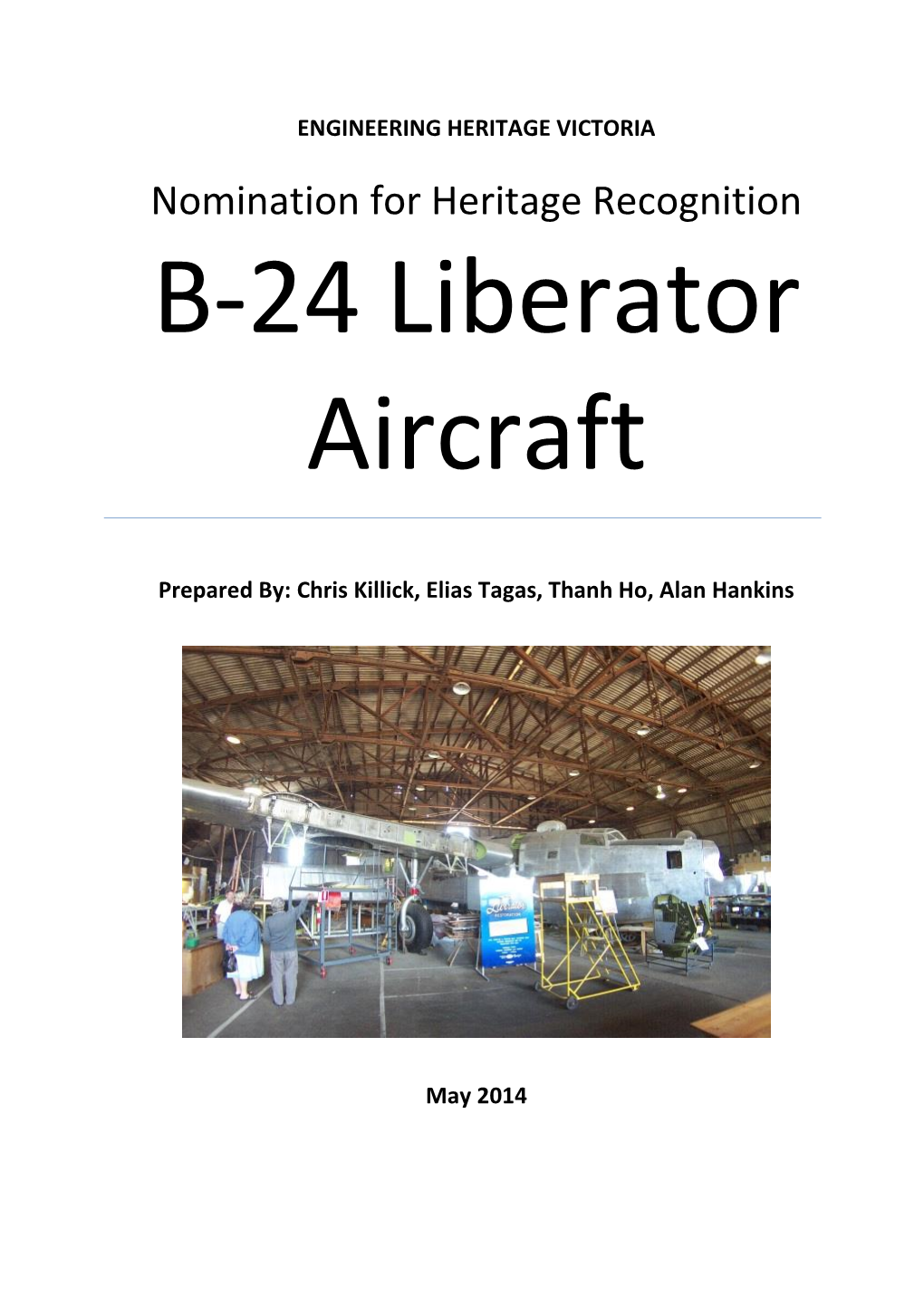 Nomination for Heritage Recognition B-24 Liberator