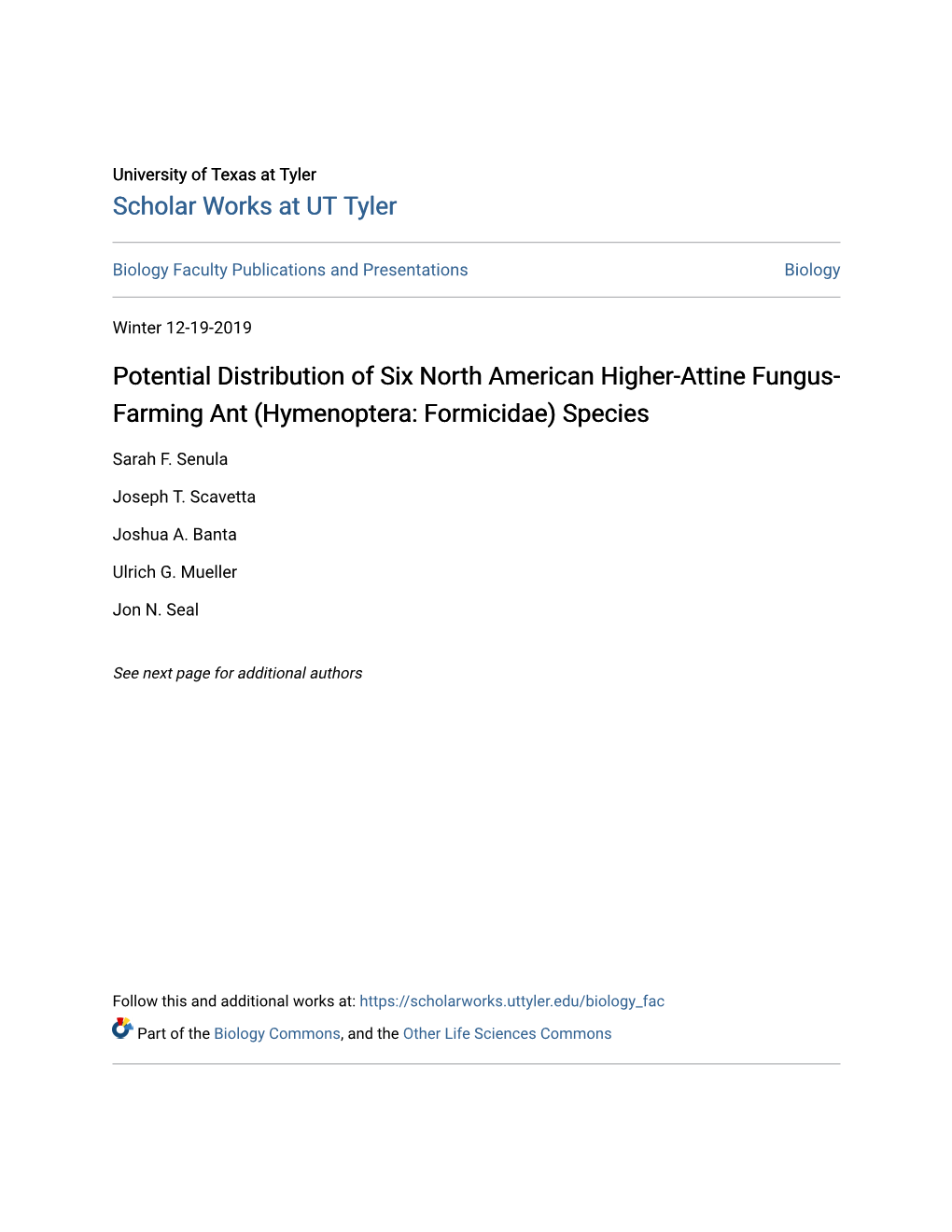 Hymenoptera: Formicidae) Species