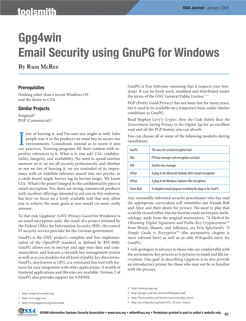 Gpg4win Email Security Using Gnupg for Windows by Russ Mcree