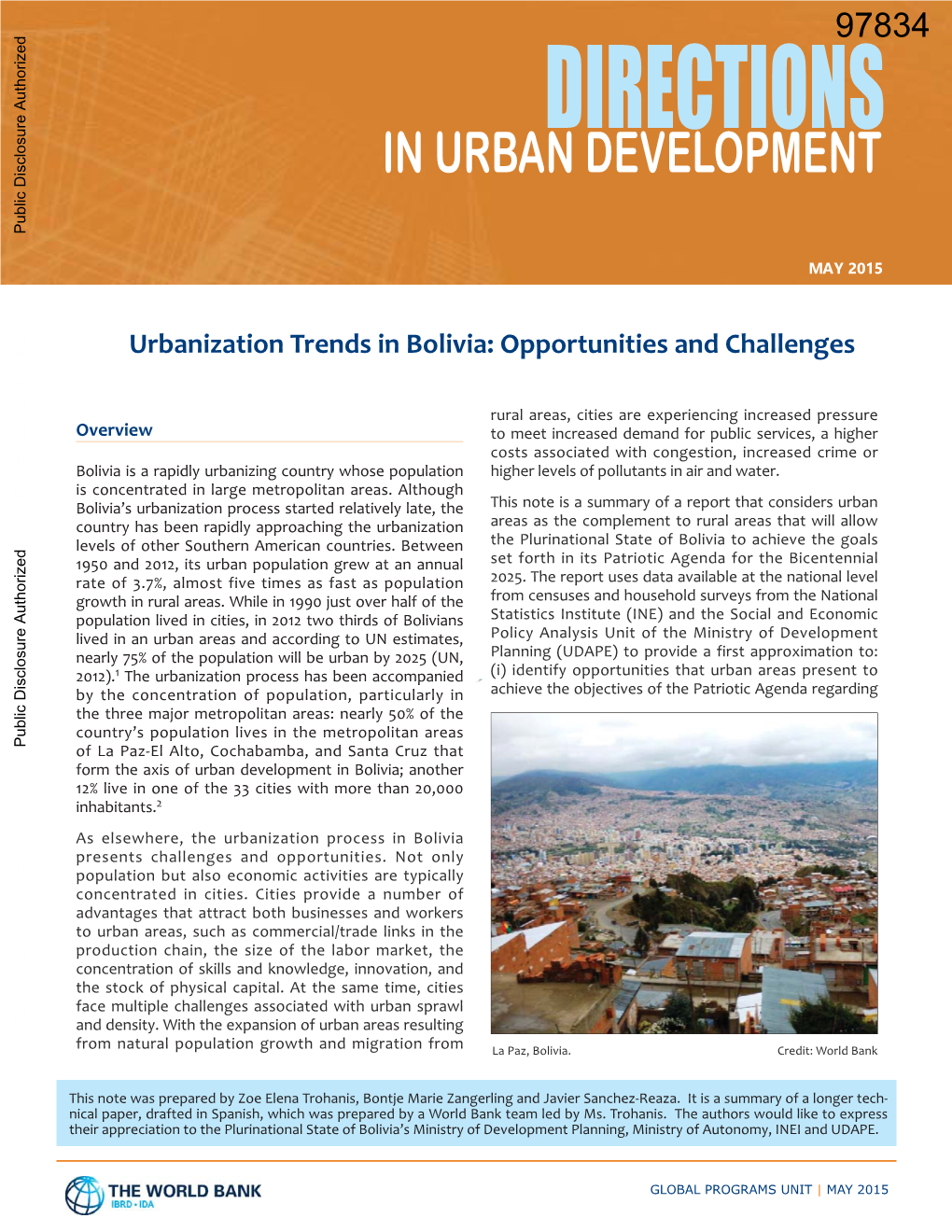 IN URBAN DEVELOPMENT Public Disclosure Authorized