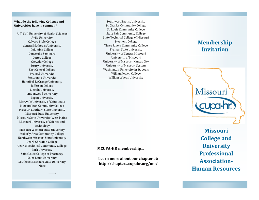 Membership Invitation Missouri College and University Professional