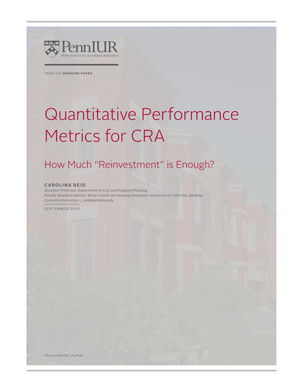 Quantitative Performance Metrics for CRA