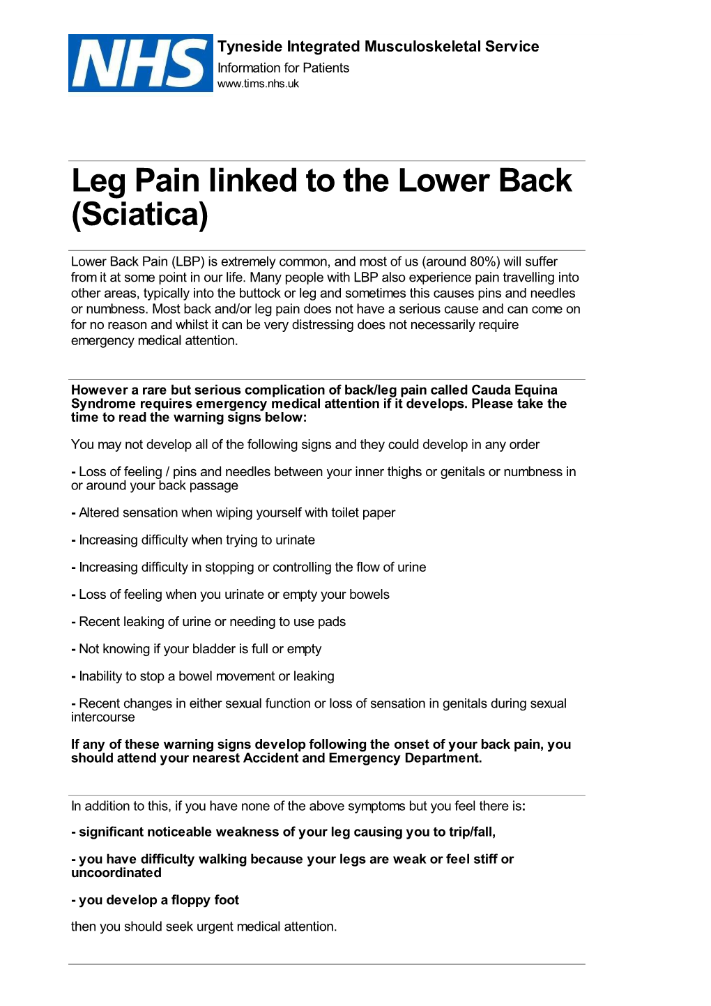 Leg Pain Linked to the Lower Back (Sciatica)