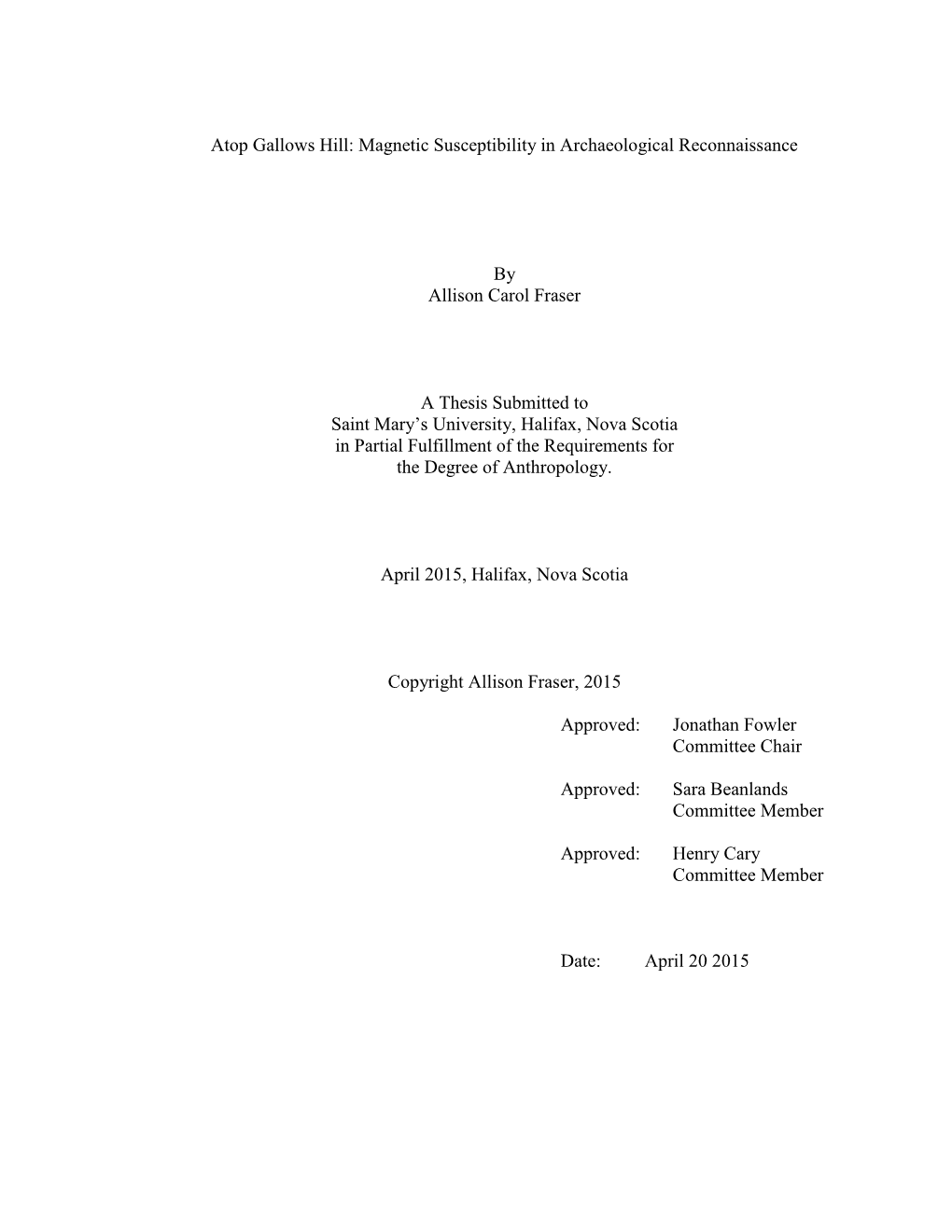 Atop Gallows Hill: Magnetic Susceptibility in Archaeological Reconnaissance