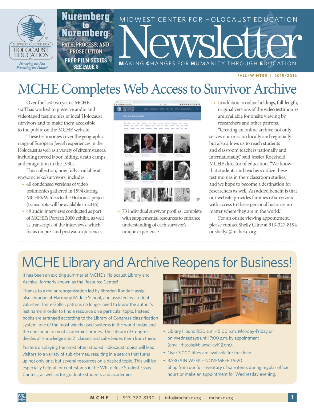 MCHE Completes Web Access to Survivor Archive
