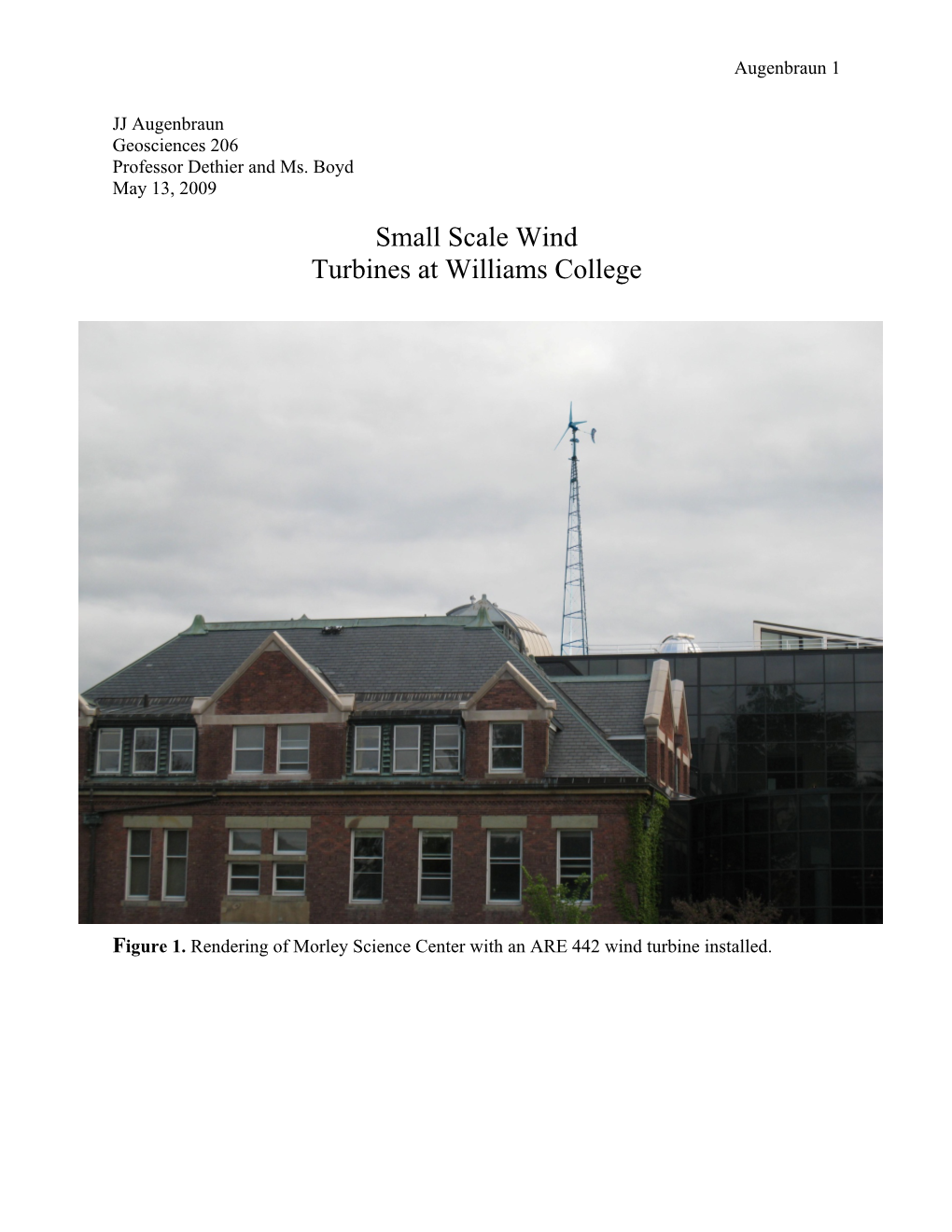 Small Scale Wind Turbines at Williams College