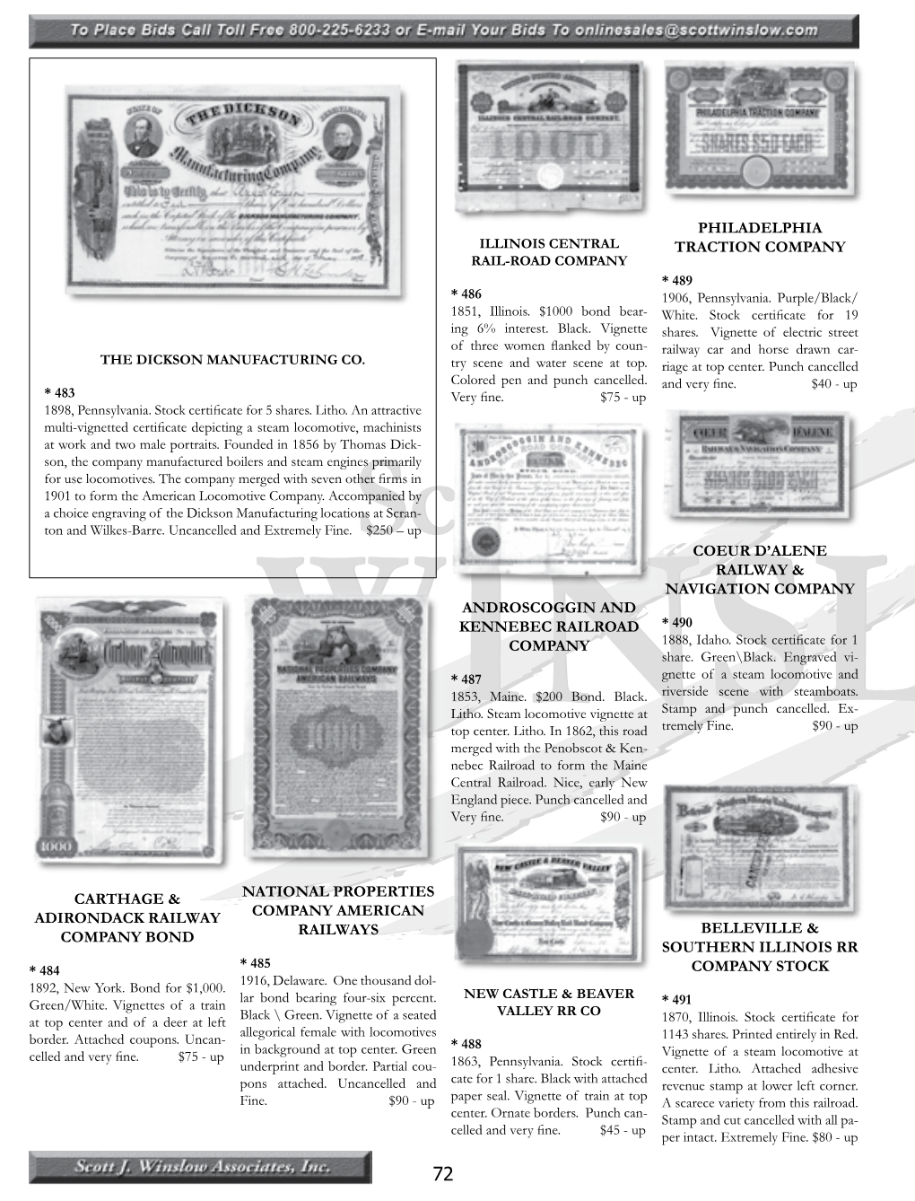 Carthage & Adirondack Railway Company Bond